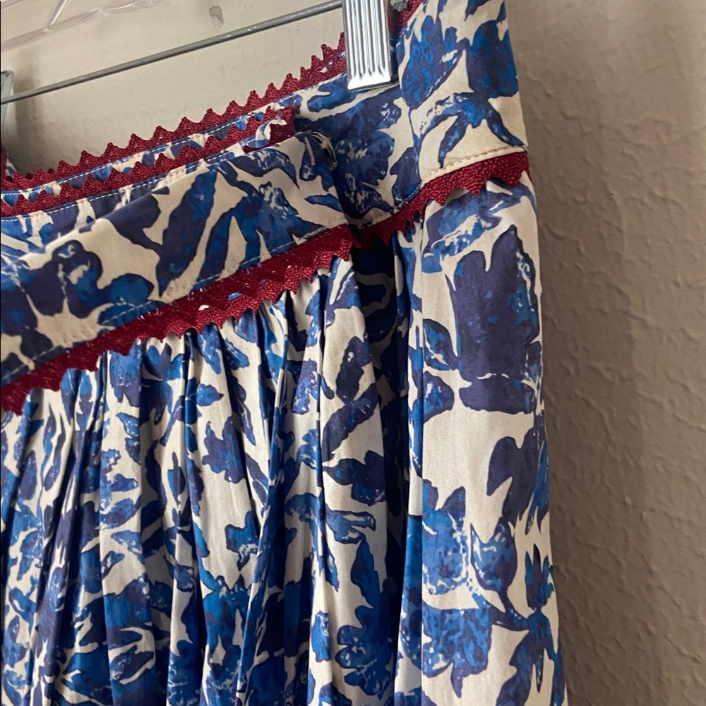 Weekend Max Mara Ossola Printed Midi Skirt Blue White Floral Size 8 - Picture 5 of 6